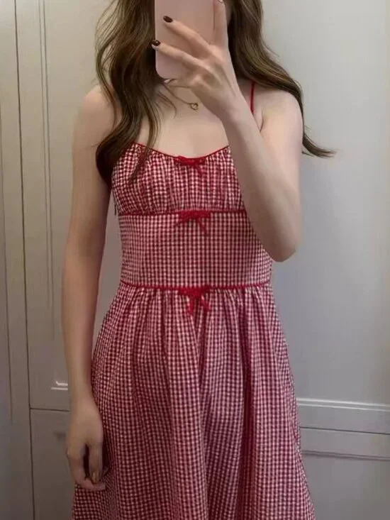 DÔEN Belline Gingham Tie Midi-Dress - Picture 3 of 14